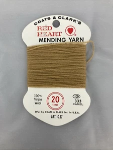 NUEVO ABRIGO E HILO REPARADOR CORAZÓN ROJO CLARK’S #333 camel 100 % lana virgen EE. UU. 20 yardas - Imagen 1 de 7