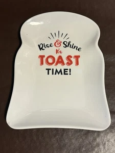 Novelty Toast Shaped Plate - "Rise & Shine It's Toast Time" - Picture 1 of 4