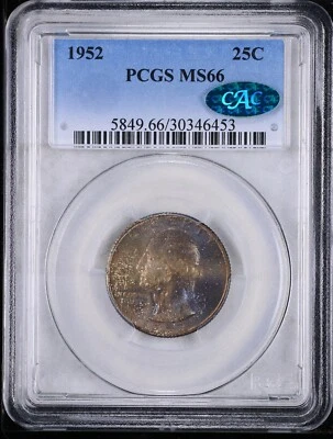 1952 Washington quarter PCGS MS66 CAC Toned - Image 1 of 4