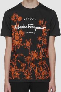 $530 Salvatore Ferragamo Men's Black Logo Short Sleeve Crew Neck T-Shirt Size XL