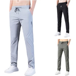 Fast Dry Men Stretch Pants Casual High Elastic Waist Business Classic Trousers - Picture 1 of 16