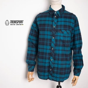 JACK WOLFSKIN Flanell Herren Langarm Kragen Baumwolle blau kariert Hemd Gr. M - Bild 1 von 11