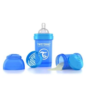 Twistshake 180ml Anti-Kolik Baby-Flasche mit Sauger S (ab Geburt) Blau - Picture 1 of 4