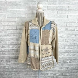 Cárdigan suéter vintage Jantzen Classics bordado a mano con cremallera talla grande - Imagen 1 de 8