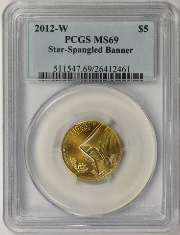 2012-W Star Spangled Banner Gold Modern Commemorative $5 MS 69 PCGS Cover