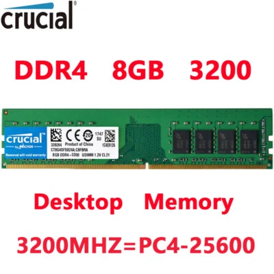 Crucial DDR4 8GB 3200 Mhz PC4-25600 288pins Desktop Memory Dimm Ram 1 X 8GB - Image 1 of 4