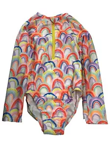 Toddler Girls Colorful Rainbow Print 1pc Rash Guard Swimming Swim Suit 5T - Picture 1 of 2