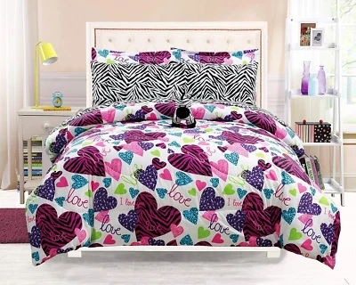 - Girls Kids Bedding-Misty Zebra Tween Teen Dream Bed in a Bag. Twin Size Comfor - Image 1 of 2