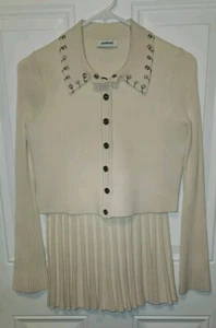 Womens Sandro Paris Skirt Set Small Top 1 Skirt 36 Beige Two Piece Outfit - Picture 1 of 8