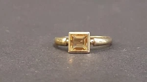 Terrific Retro 1960s-70s 9ct Gold Dress Ring w Square Faceted Citrine K/5½ 1.3g - Picture 1 of 20