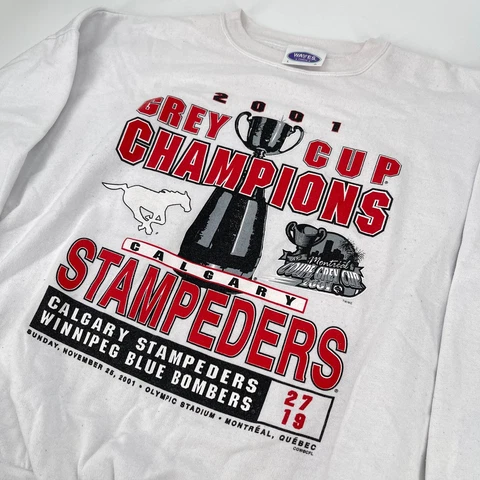 Vintage 2001 Calgary Stampeders Grey Cup Champions Crewneck Sweatshirt Size L Cover