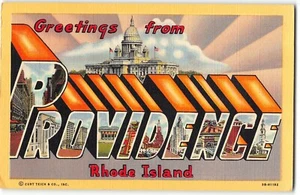 Postal de lino con carta grande de Providence, Rhode Island - 1943, Curteich - Imagen 1 de 2