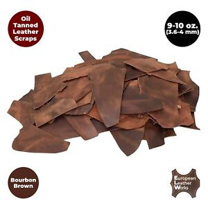 European Leather Work 9-10 oz. (3.6-4mm) Oil-Tanned Leather Scraps Bourbon Brown