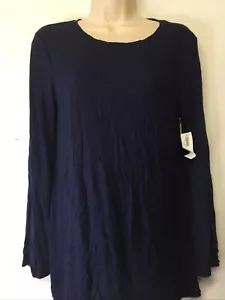 Old Navy Women's Crew Neck Long Sleeve Solid Navy Blue Blouse Size M SM7 - Picture 1 of 12