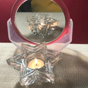 CRYSTAL STAR OF DAVID VOTIVE HOLDER,  made by WMF company. GERMANY.  GORGEOUS - Picture 1 of 10