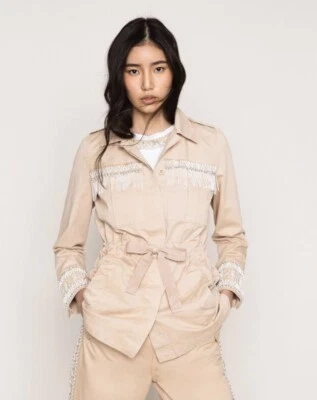 TWINSET Embroidered trench jacket with pearl fringes 16 UK RRP £322 - Image 1 of 4