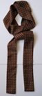 Silk twill long & slim cravat 2" x 80" Brown & white rhombus. Hand made.