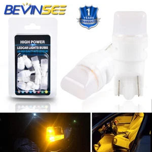 T10 Wedge 168 194 LED Bulbs Amber Yellow Bright License Plate Turn Signal Lights - Picture 1 of 9