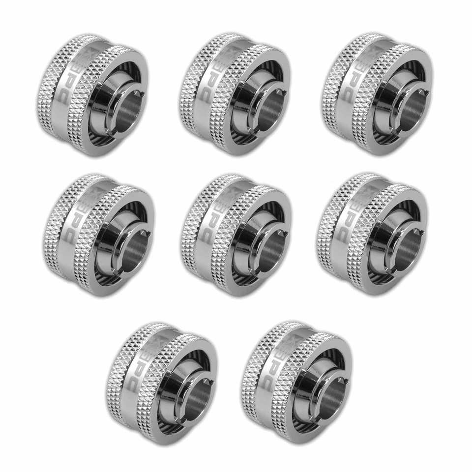 XSPC G1/4 to 1/2 ID 3/4 OD Compression Fitting V2 - Chrome (8 Pack) - Image 1 of 4