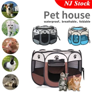 US Outdoor Folding Small Animal House Pet Octagon Cage Cat Dog Tent Playpen - Picture 1 of 15