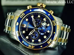 Invicta Herren 48mm Pro Taucher SCUBA Chronograph BLAUES ZIFFERBLATT Gold zweifarbig SS Uhr - Bild 1 von 13