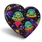 Heart MDF Coasters - Cartoon UFO Aliens Monster Space  #8355