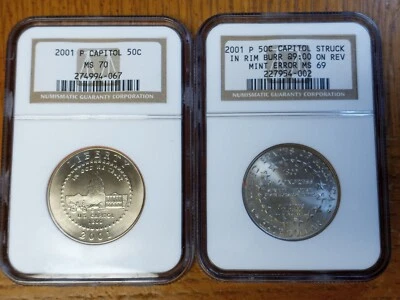 2 - 2001 P Capitol Half Dollars (1 with strike error) - Image 1 of 4