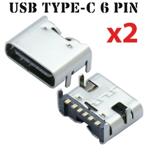 2pcs USB Type C 6 Pin SMT Socket Connector Female Placement SMD DIP for PCB DIY - Picture 1 of 6