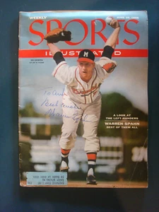 Warren Spahn Milwaukee Braves Autograph Signed June 1956 Sports Illustrated - Picture 1 of 2