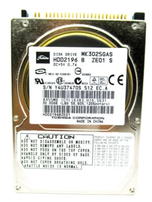 Toshiba 30GB MK3025GAS IDE (HDD2196 B ZE01 S) Laptop Hard Drive WIPED & TESTED! - Image 1 of 2