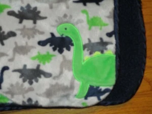 HTF Child of Mine Green/Gray/Navy Blue Dinosaur Baby Blanket/Lovey - Picture 1 of 8