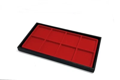 Bandeja de plástico apilable con hebillas de cinturón negras rojas 8 espacios forro pantalla Foto 1 de 4