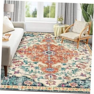 Area Rugs 8x10 Clearance, Large Area Rug for Living Room, 8'x10' Orange/Blue - Picture 1 of 8