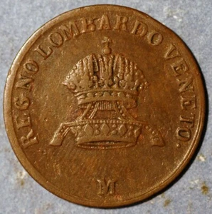 1822 M Italian States LOMBARDY VENETIA Centesimo C# 1.2 - Picture 1 of 2