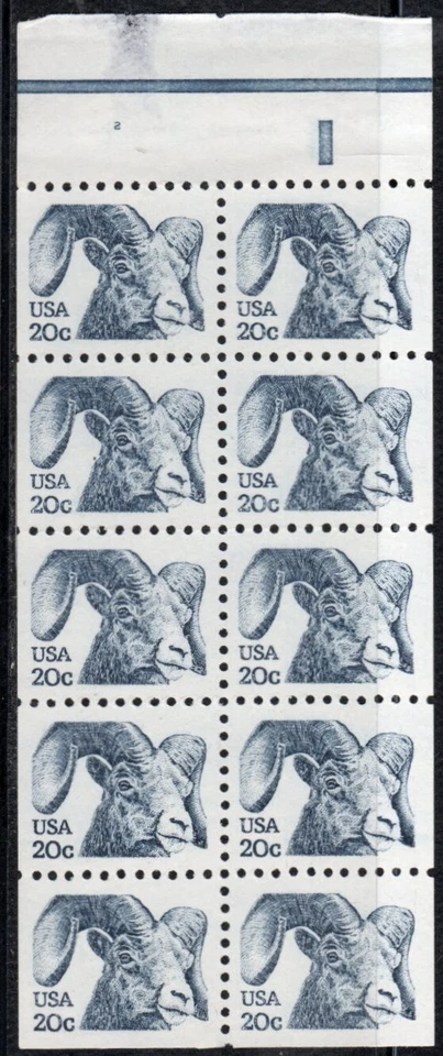US Scott #1949a pane of 10 with blue EE bar in tab, MNH - Image 1 of 1