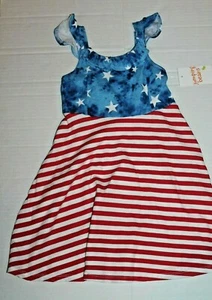 Jumping Beans Girls Red White & Blue Stars Stripe USA July 4th Dress Girl Size 4 - Picture 1 of 2