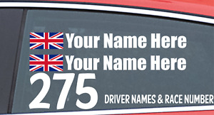 Autocollant personnalisé voiture de course pilotes nom et numéro de course voiture de rallye voiture de course 