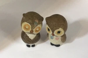 Vintage Eulenpaar Salz & Pfefferstreuer handbemalt - Bild 1 von 3