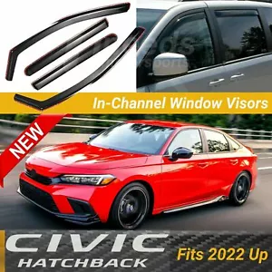 Fit Honda Civic 22-23 Hatchback In-Channel Window Visor Sun Rain Shade Deflector - Picture 1 of 4