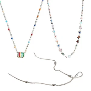 Colorful Beads Flower Charm Necklace Choker Temperament Collar Necklace Jewelry - Picture 1 of 10