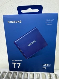Samsung Portable SSD T7 1TB USB Type-C 3.2 Gen 2 (3.1 Gen 2) Blue 1050 mb/s BNIB - Picture 1 of 5
