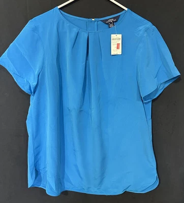 Blusa de manga corta con cremallera de ojo de cerradura azul de Lands End Outfitters Talla 14 Marca nueva Foto 1 de 4