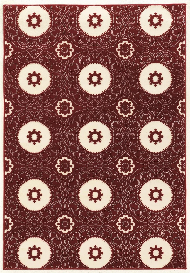 Linon Prisma Karma Polypropylene 8' x 10'4" Area Rug in Red - Image 1 of 4