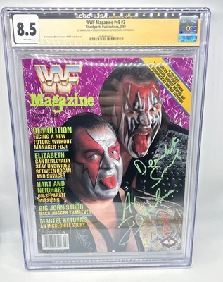 WWF Magazine #3 Demolition Ax Smash CGC JSA Authentic Signatures 8.5 White OOAK - Image 1 of 2