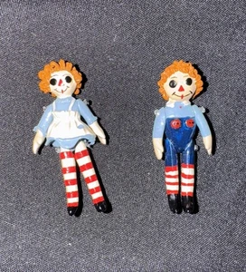Vintage Raggedy Ann & Andy Miniatur Figuren Positional Dollhouse Little People - Bild 1 von 10