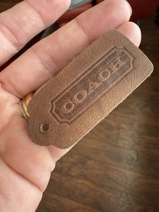 Vintage Coach Cocoa Brown Hangtag Bag Charm Leather Two-sided Lightweight - Picture 1 of 5