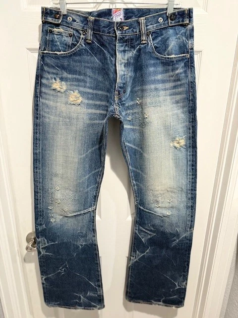 VERY RARE! $879 PRPS JAPAN GTO P29P02BB DARK BURNER SLIM BOOTCUT JEAN 34 W33X32L - Image 1 of 4