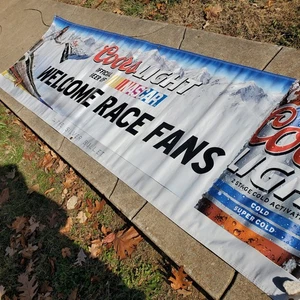 Coors Light “Welcome Race Fans” NASCAR Vinyl Banner 3'x10' Man Cave Garage - Picture 1 of 16
