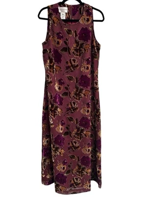 Maxi Vestido Vintage Wvan Picone Y2K Terciopelo Borgoña Burnout Midi Gótico Grunge 12 Foto 1 de 4