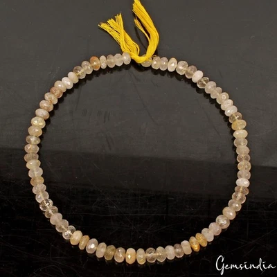 15" Long Natural Rutile Quartz Round Cut Center Drilled Gemstone Beads Strand - Image 1 of 4
